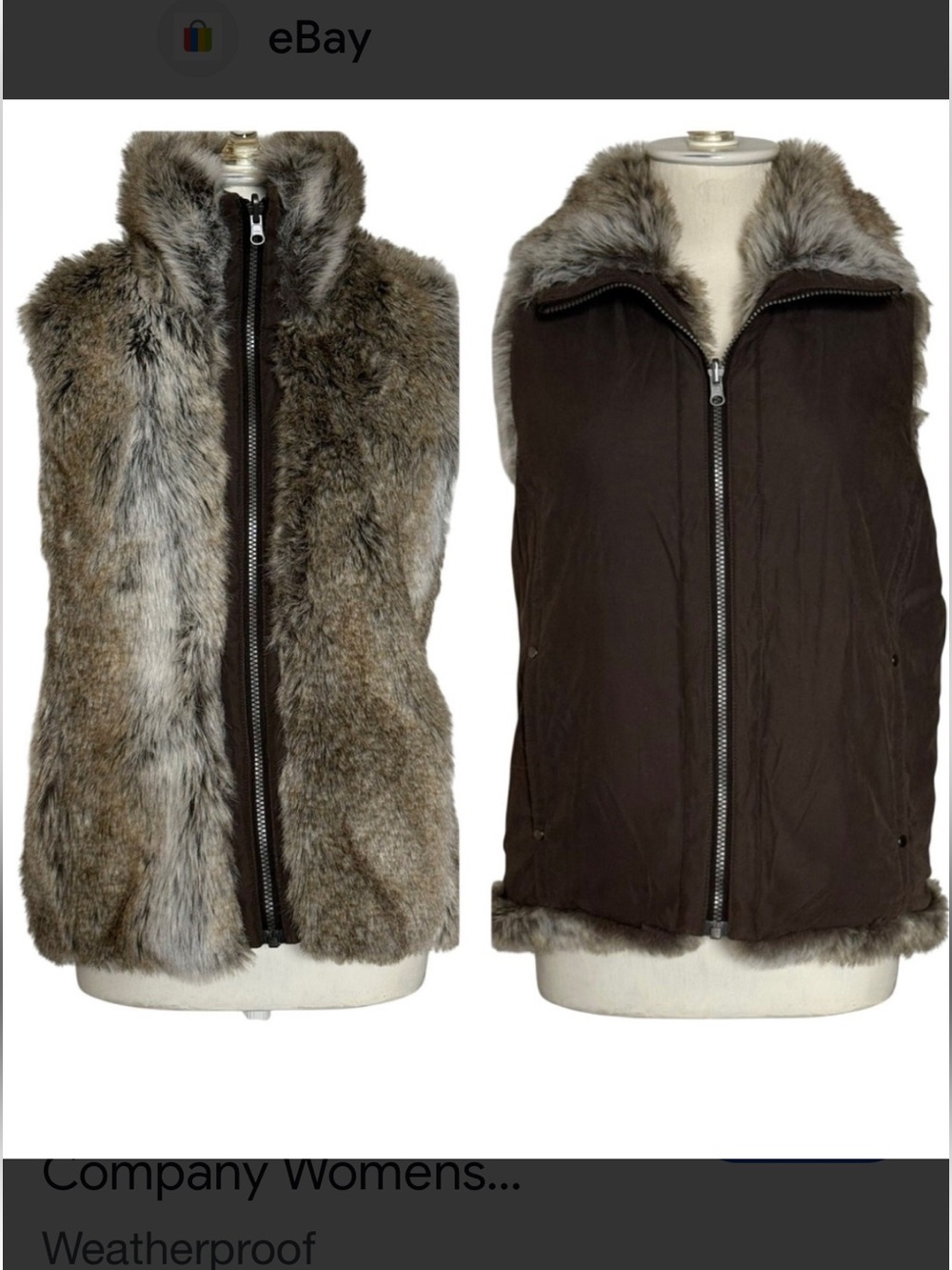 Weatherproof Garment Company women’s reversible faux fur vest L